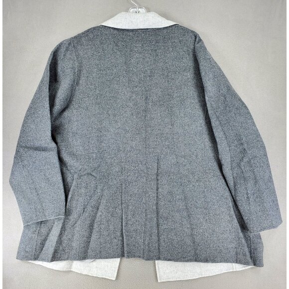 New Talbots Beautiful Soft Gray Wool Double Faced Flannel Coat 20W 2X Jacket - Picture 4 of 6